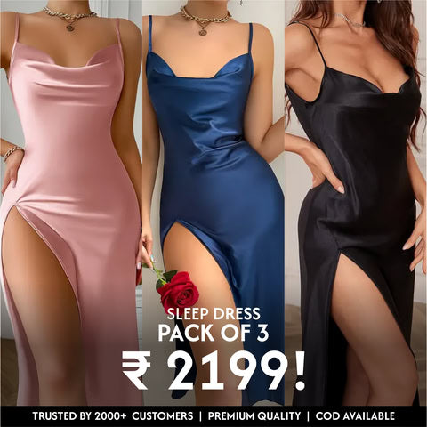 Draped Collar Split Backless Sleep Dress