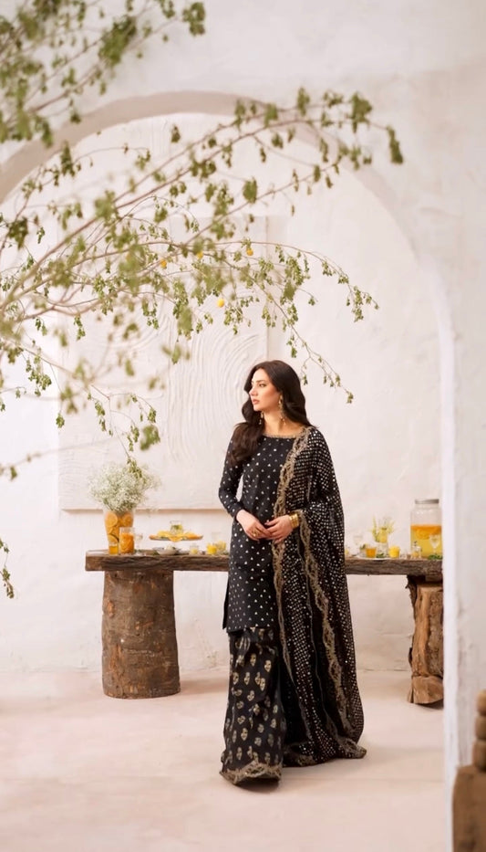 Party Wear Look Top-Palazzo and Dupatta