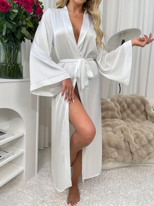 Elegant Solid Long Sleeve House Robe