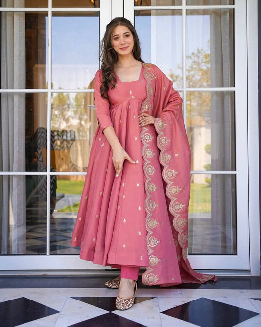 Party Wear Look Full Heavy Embroidery Gown With  Dupatta