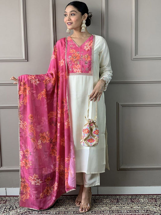 Premium Readymade White Box kurta set