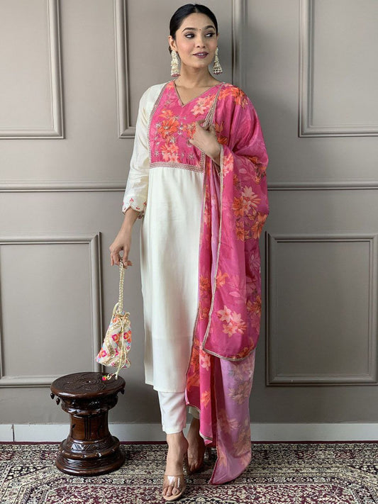 Premium Readymade White Box kurta set