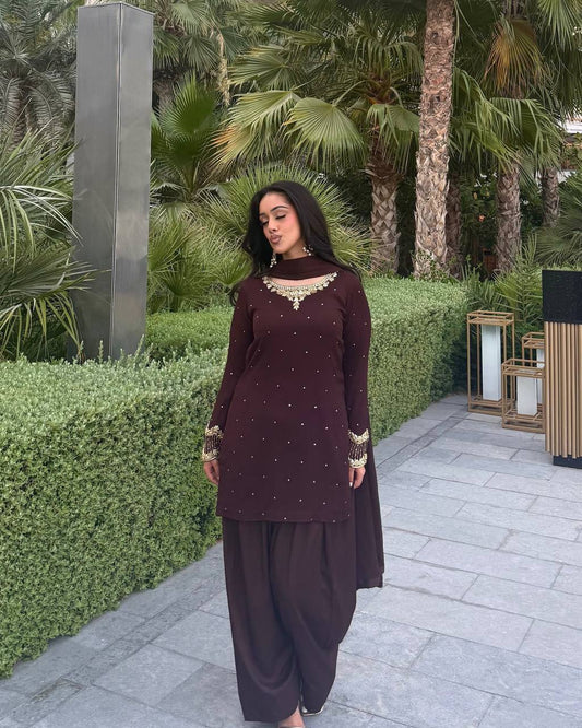 Georgette Top-Bottom And Dupatta Set