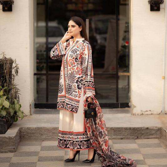 American Crape top with Palazzo with Dupatta set