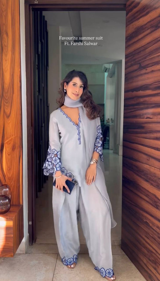 Crepe Top & Farsi Palazzo With Dupatta set