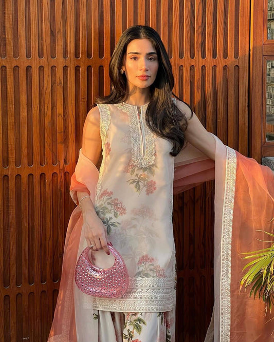 Chiffon Georgette Top & Farsi Palazzo With Dupatta set