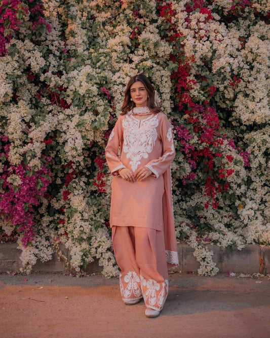 Party Wear Look Pur Dull Top Palazzo & Dupatta set